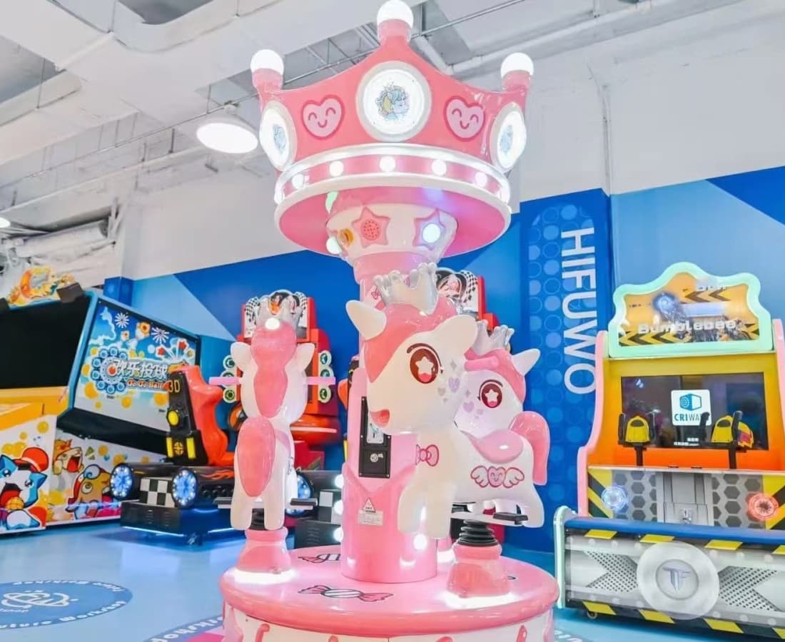 Lucky Angel 3P - 3 kuda carousel kiddie ride untuk dijual dipasang di arked dalaman