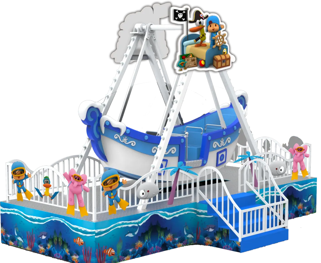 Minibarco pirata para niños con temática submarina y figura de marinero de dibujos animados en la parte superior - SUNHONG