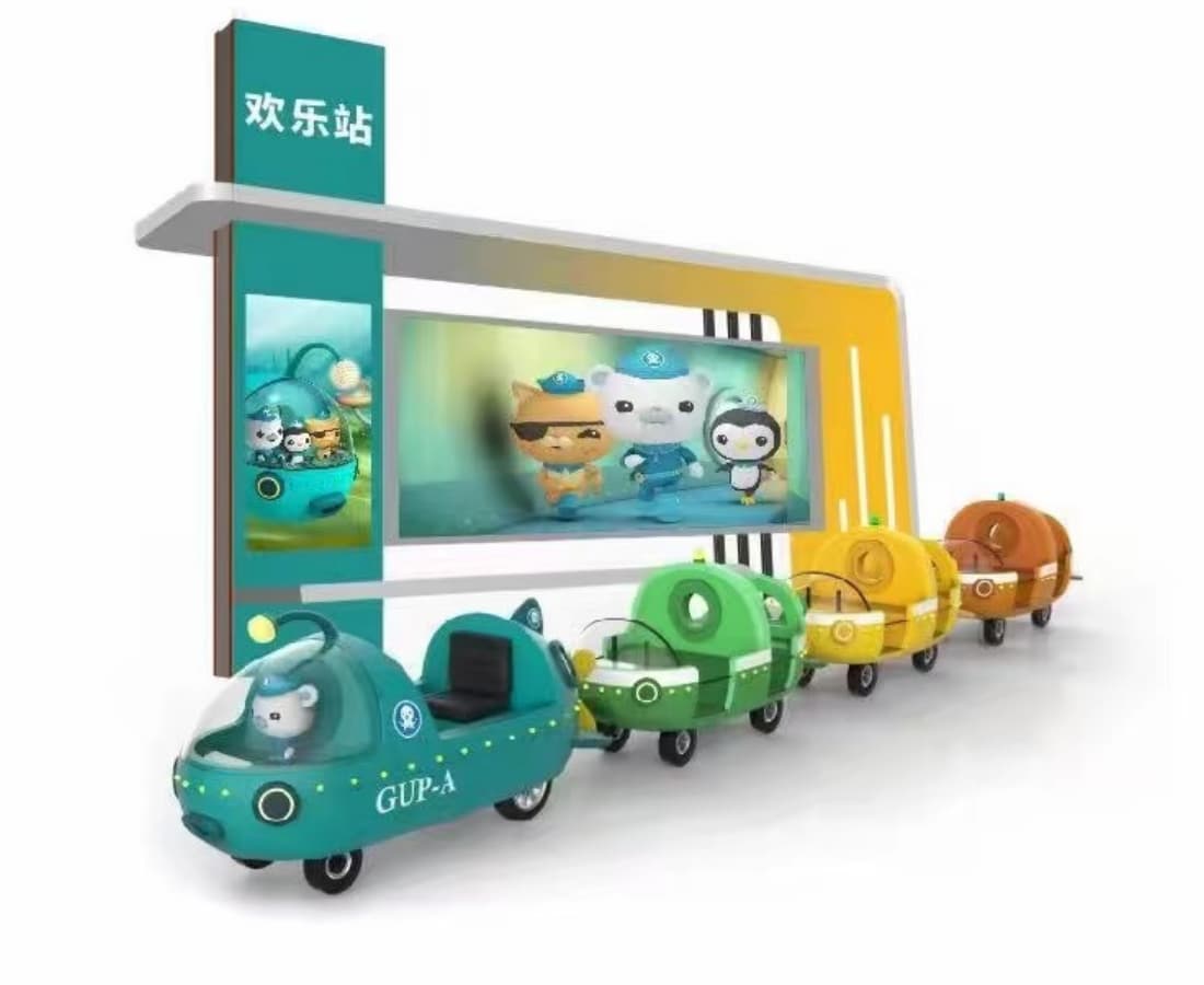 Vagões de trem sem trilhos Octonauts 13P com estação temática de desenho animado, perfeitos para parques de diversão infantil e atrações familiares. - SUNHONG