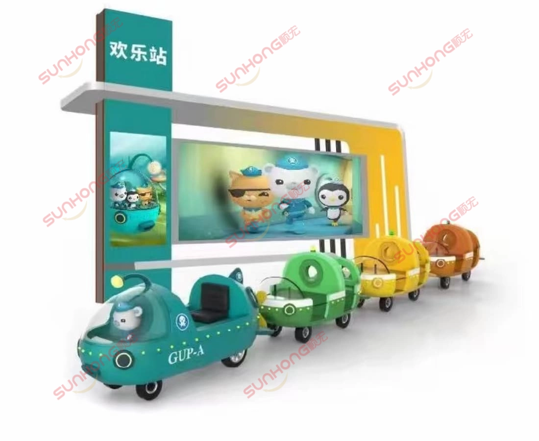octonauts-13p-trackless-train-theme-display - SUNHONG Octonauts 13P trackless train cars with cartoon theme station, perfect for kids amusement parks and family attractions. - SUNHONG