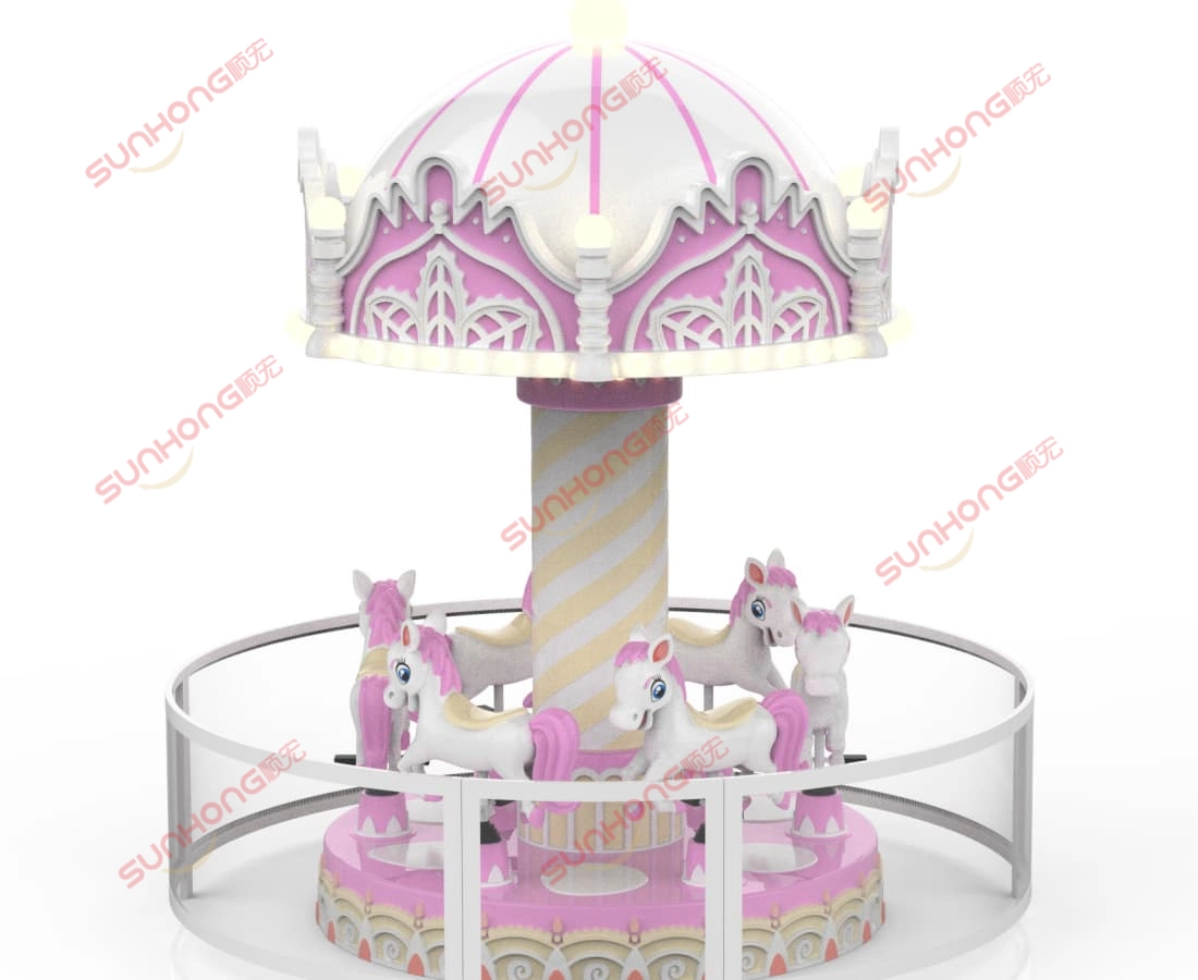 Purple 6P Dream Castle Carousel - SUNHONG Pink and white small carousel ride for sale. - SUNHONG