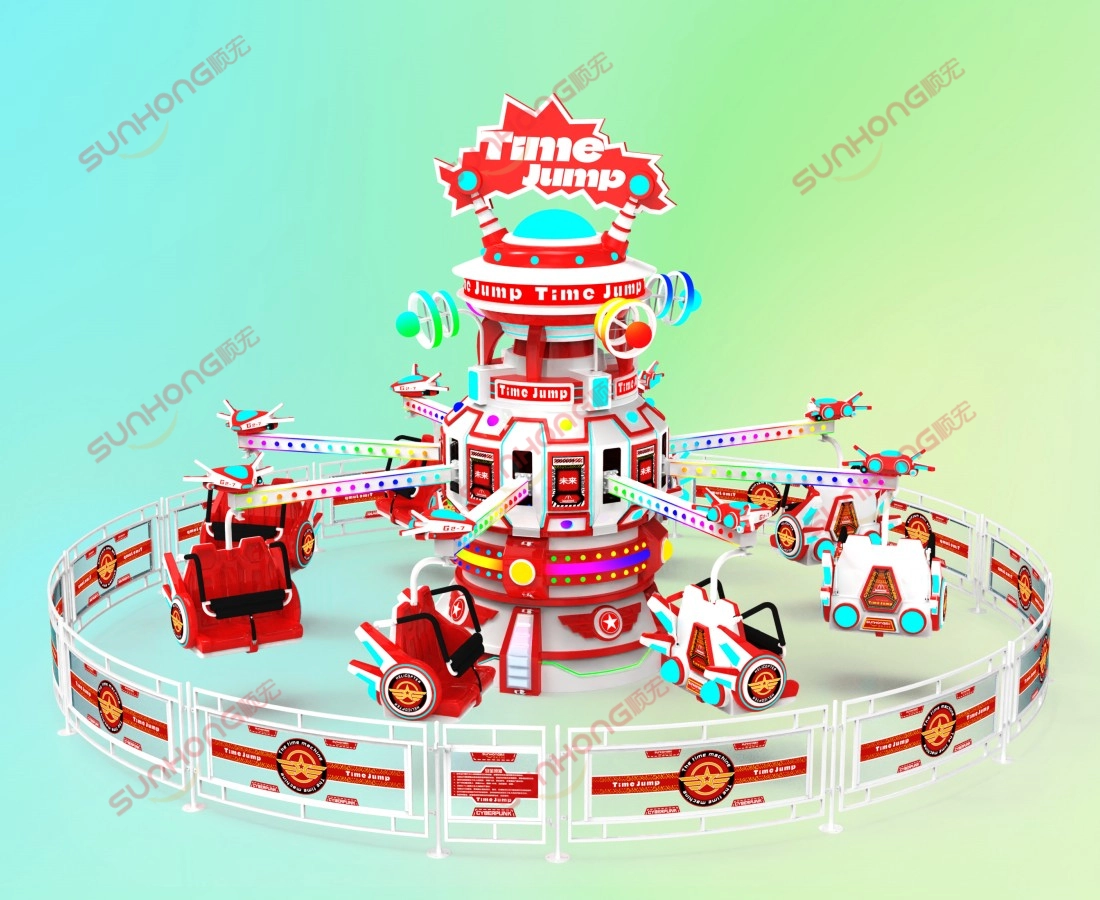 红色时间跳跃骑行3D彩色渐变背景 - SUNHONG 红色时间跳跃游乐设施-3D彩色渐变-3D红色时间跳跃游乐设施主视图,带有彩色渐变背景 - SUNHONG
