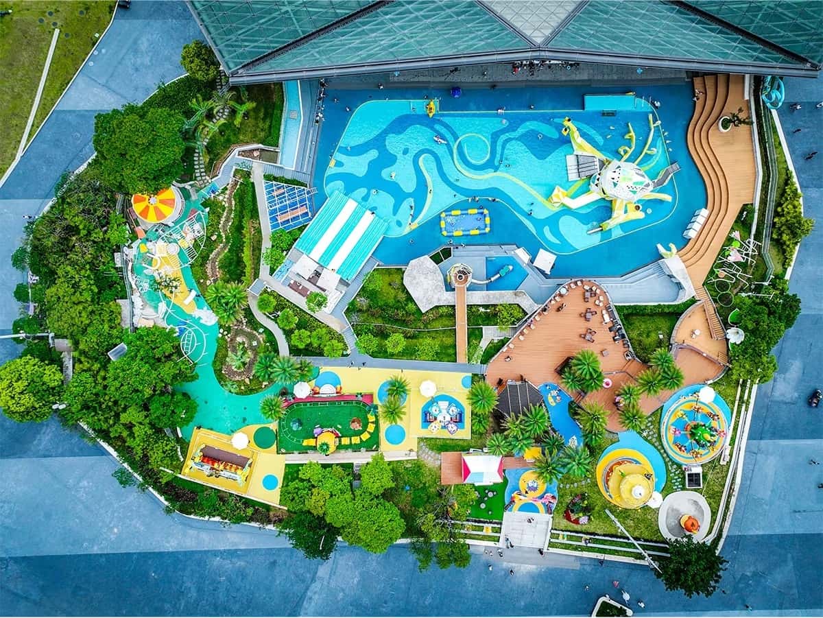 Un projet de conception de parc d&#39;attractions réussi comprenant un aménagement complet de parc à thème avec des attractions personnalisées, une zone de parc aquatique et un aménagement paysager vert par des sociétés de conception de parcs à thème de premier plan. - SUNHONG