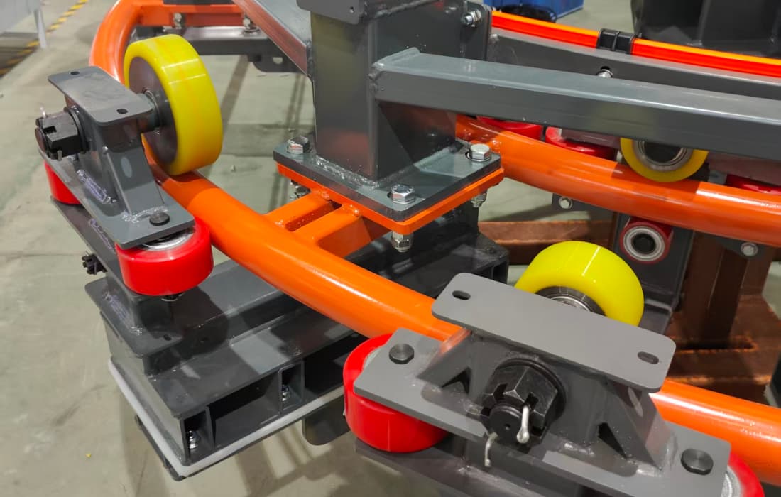 Close-up of painted steel for SUNHONG theme park rides, highlighting the smooth finish and durability of fair ride materials. - SUNHONG