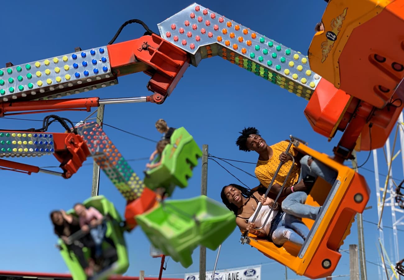 Amusement thrill ride in action, emphasizing the need for ride safety and malfunction prevention