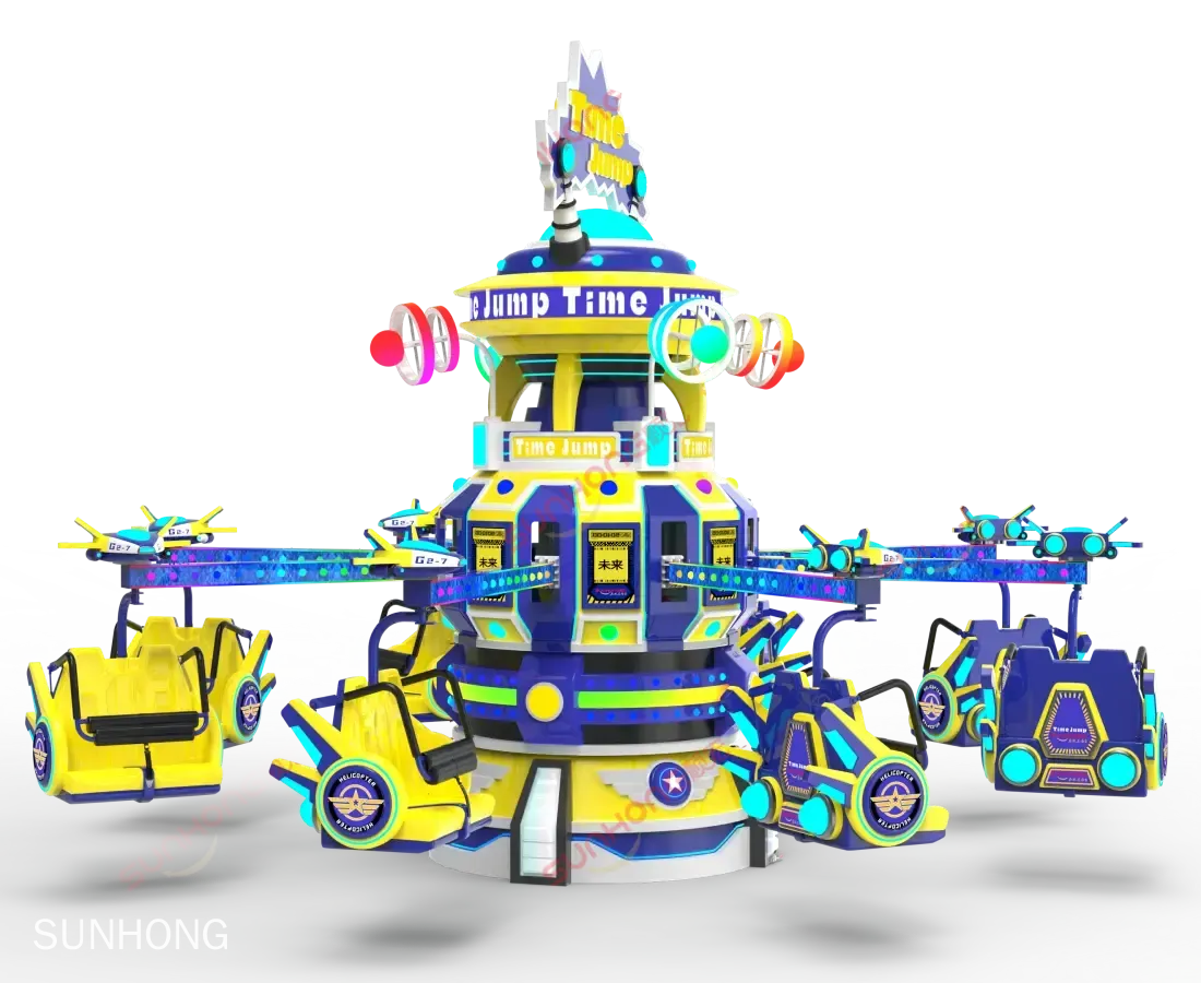时空跳跃飞机3D正面图 - SUNHONG 带有黄色和蓝色汽车的 Time-Jump-Plides 的 3D 正面视图。 - SUNHONG