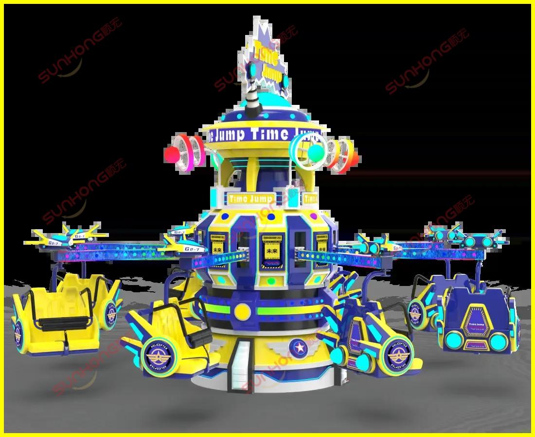 时空跳跃飞机3D正面图 - SUNHONG 带有黄色和蓝色汽车的 Time-Jump-Plides 的 3D 正面视图。 - SUNHONG
