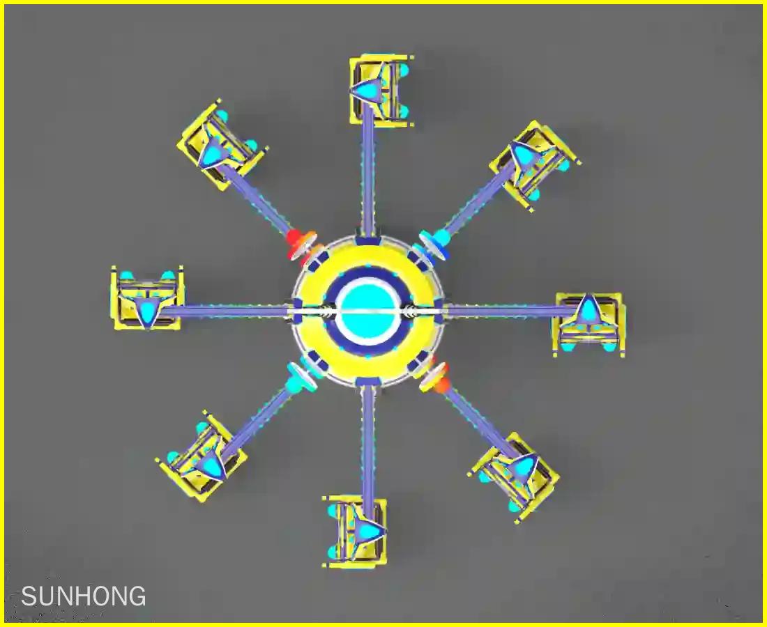 Time-Jump-Plane-Rides 旋转木马结构的顶视图 3D 图像。 - SUNHONG