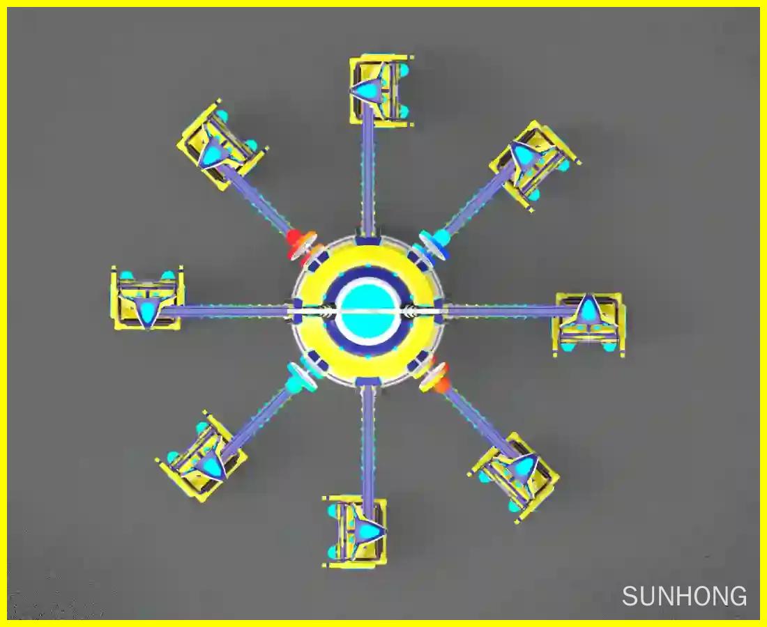 Time-Jump-Plane-Rides 旋转木马结构的顶视图 3D 图像。 - SUNHONG