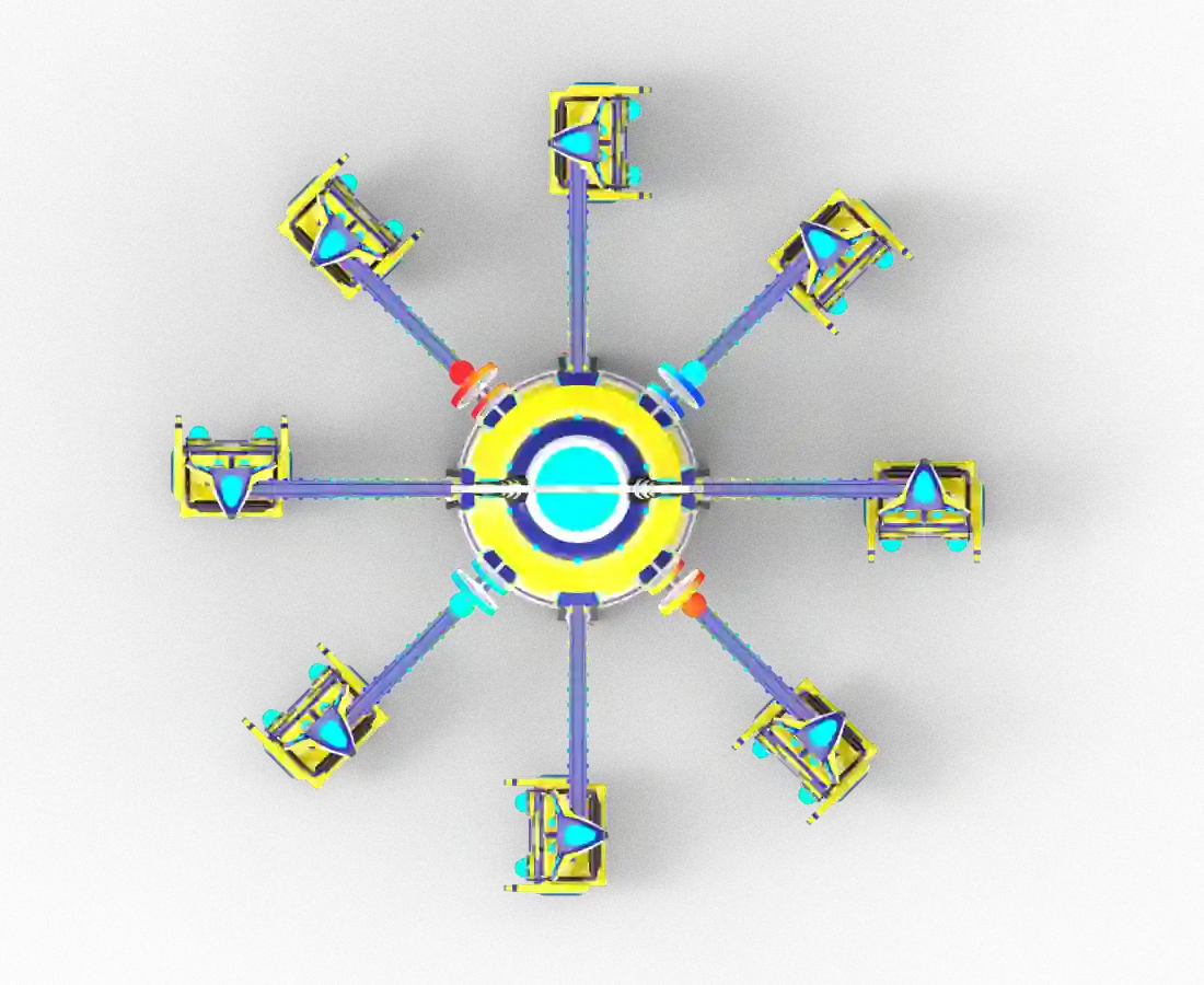 Top-view 3D image of Time-Jump-Plane-Rides carousel structure. - SUNHONG