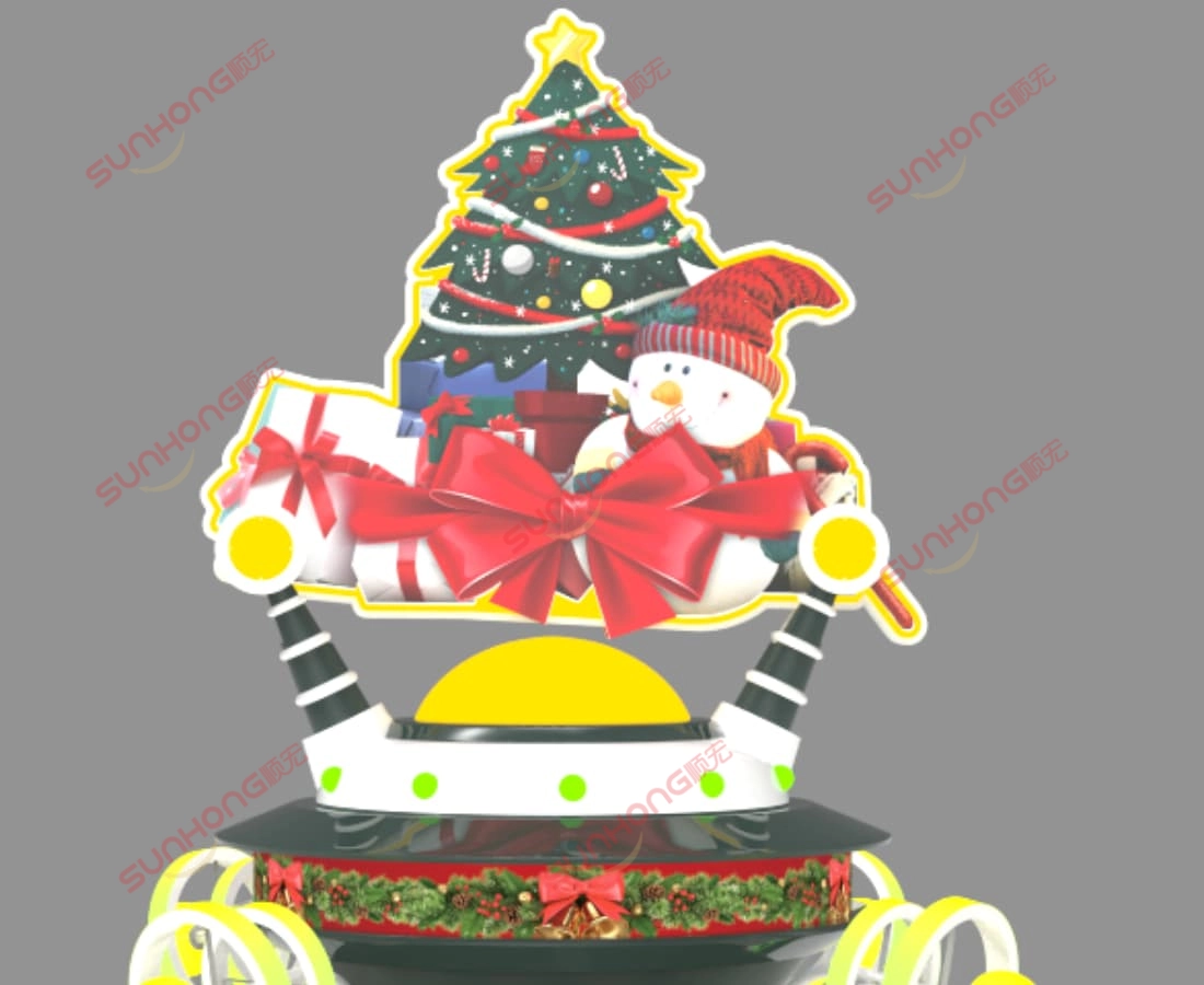 time-jump-ride-head-closeup-christmas-tree-design - SUNHONG Close-up of Time Jump ride head with Christmas tree decoration - SUNHONG