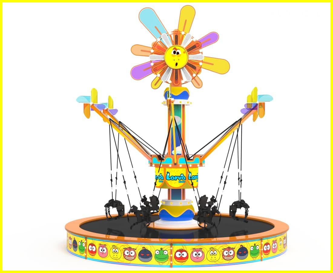 Vista frontal 3D do trampolim de pesca de gato, passeio de bungee jump de trampolim para entretenimento infantil