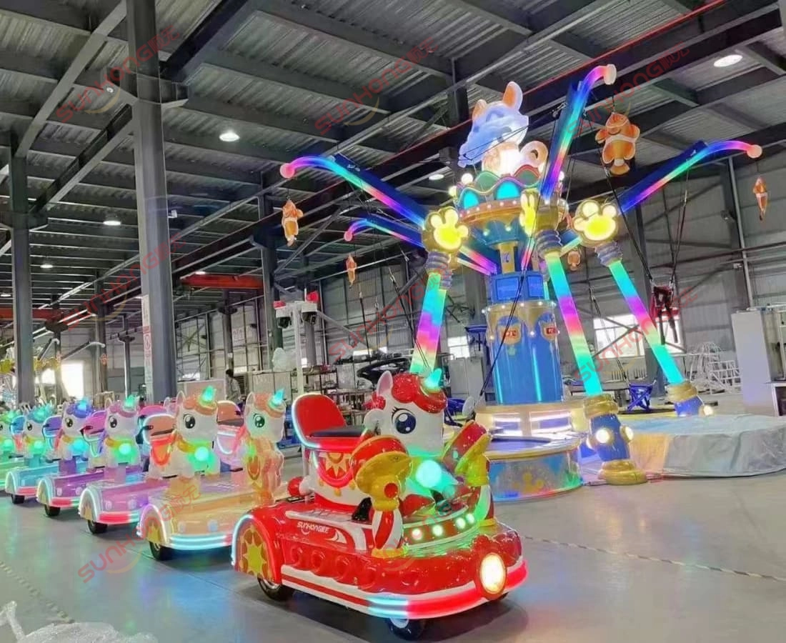 unicorn-pameran-kilang-kereta api - SUNHONG Kereta api tanpa jejak unicorn penuh dipamerkan di kilang dengan lampu berwarna-warni - SUNHONG