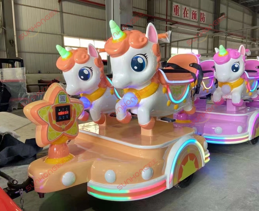 kereta-unicorn-kereta-oren - SUNHONG Kereta unicorn oren dengan tanduk dan tempat duduk bercahaya - SUNHONG