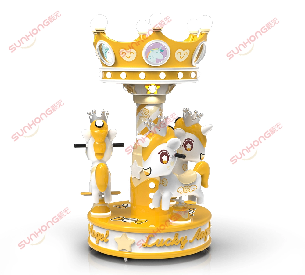 Carrousel à 3 chevaux Lucky Angel jaune - SUNHONG