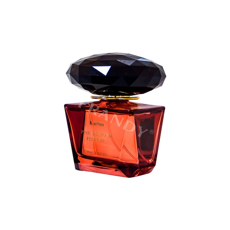 Karton Pink Diamond Perfume, 90ml, red bottle with faceted black cap - Kartun