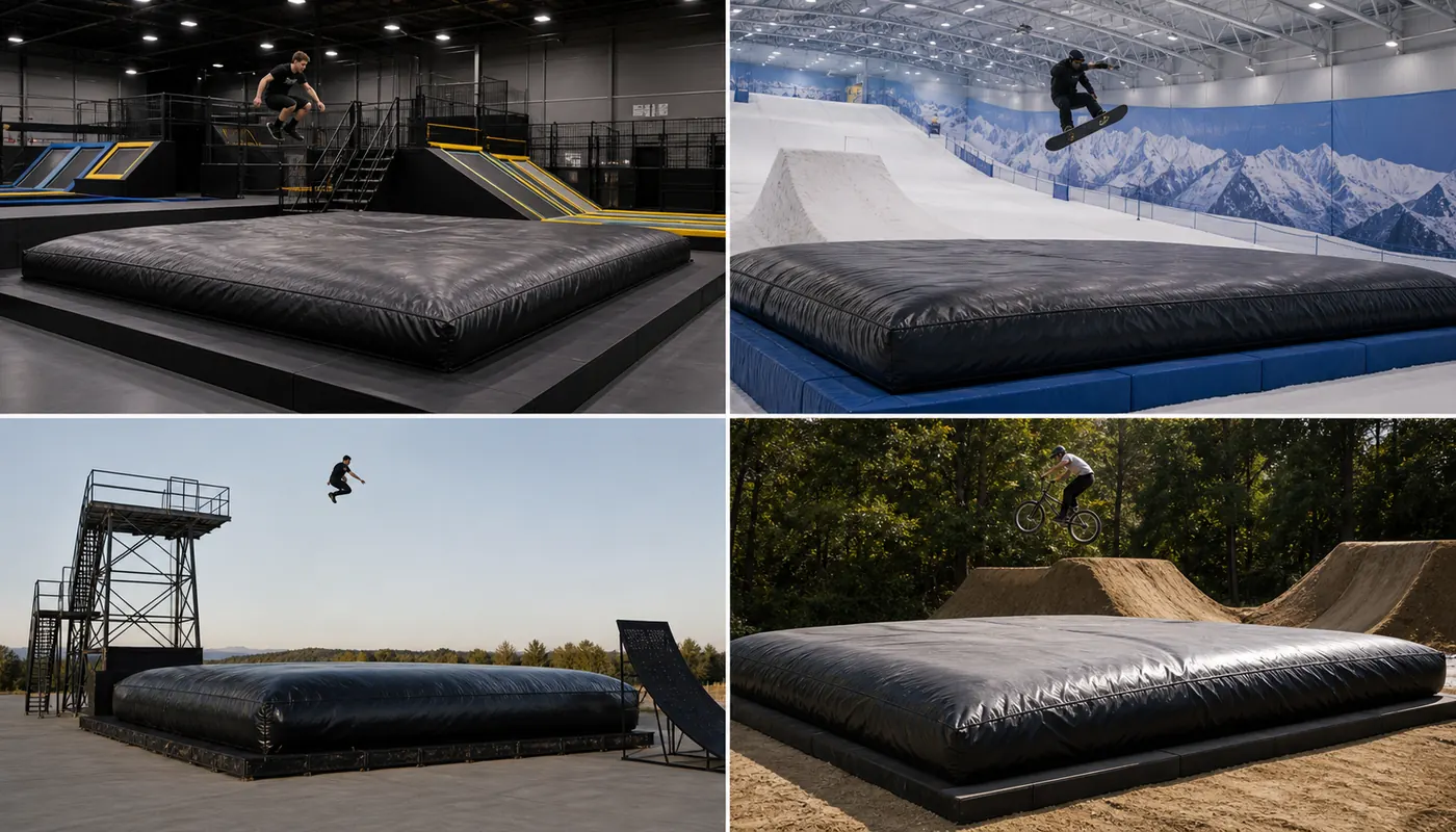 Comparison image showing different airbag jump use cases.