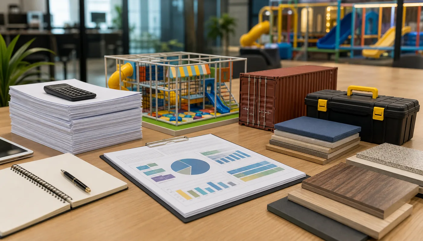 Indoor playground quote stack checklist showing hidden cost categories