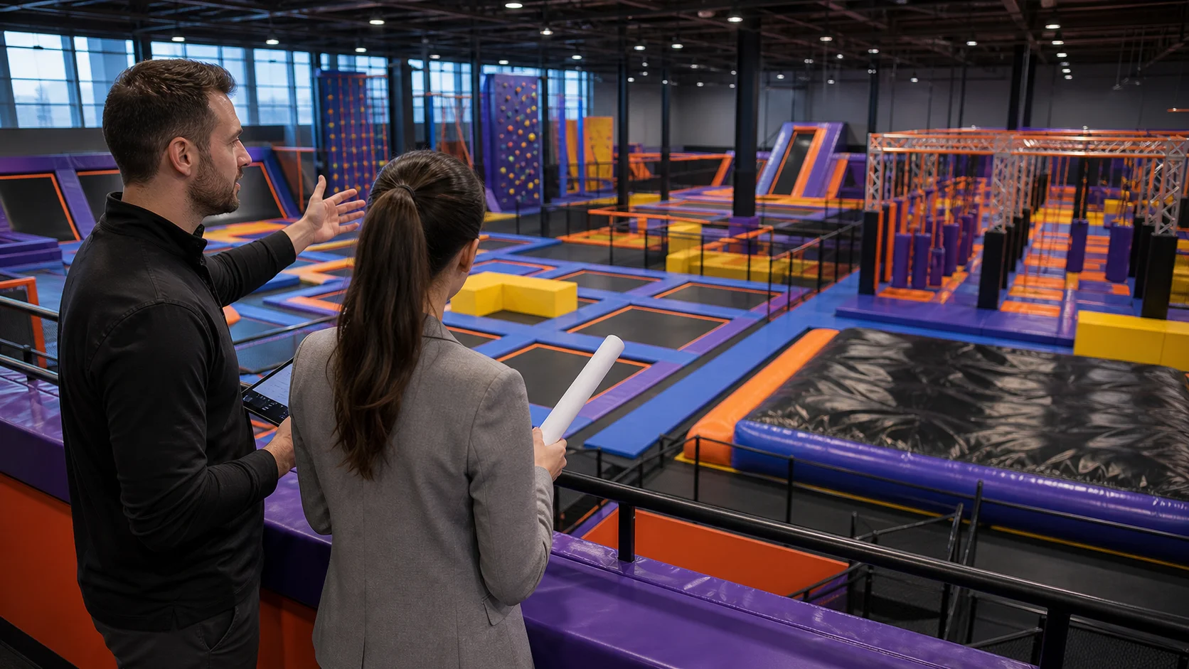 Customized trampoline park design for an equipment upgrade or new investment.