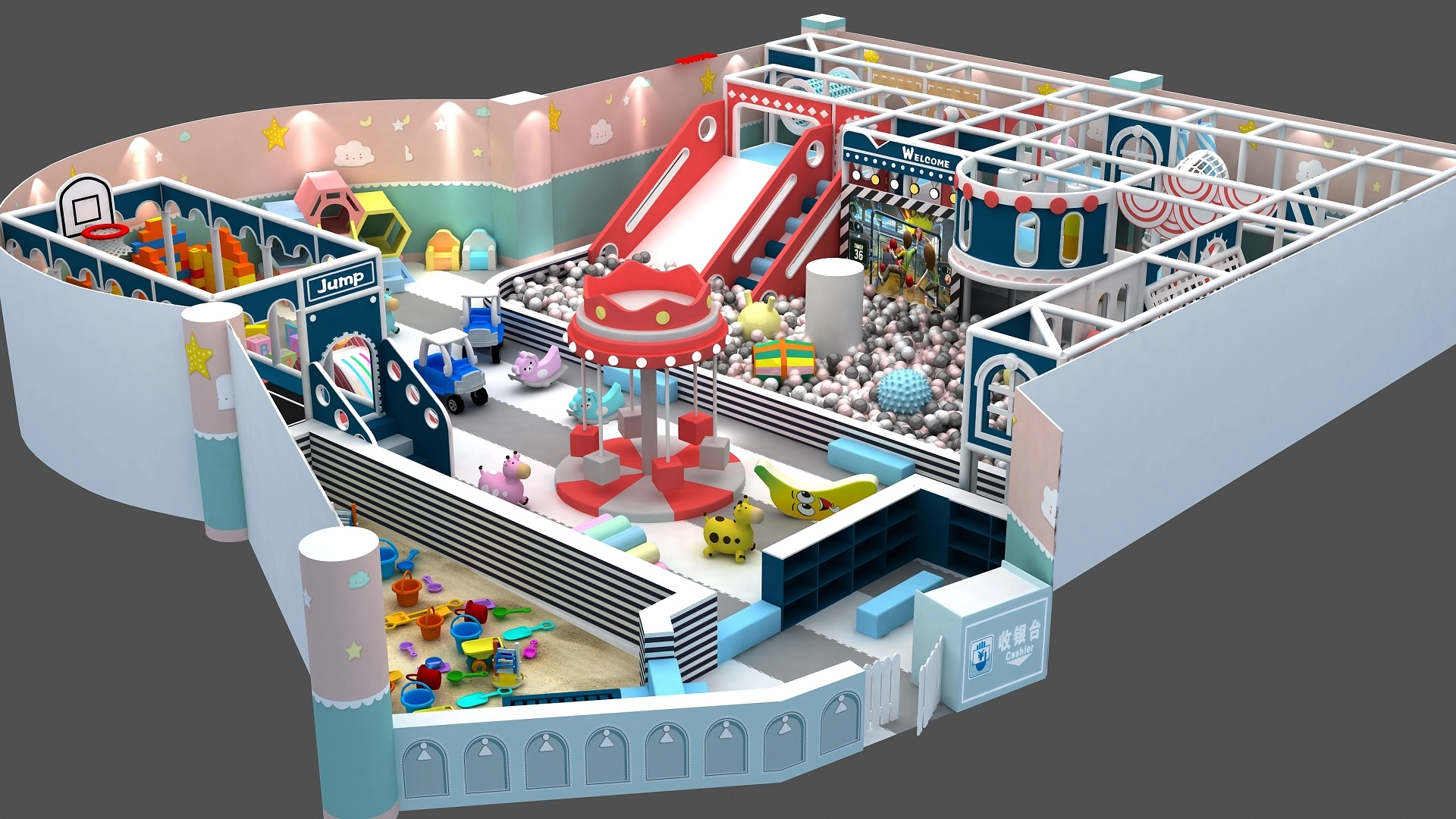 Preschool Play Facilities Macaron-style Playground Indoor Children's Park - FEI FAN