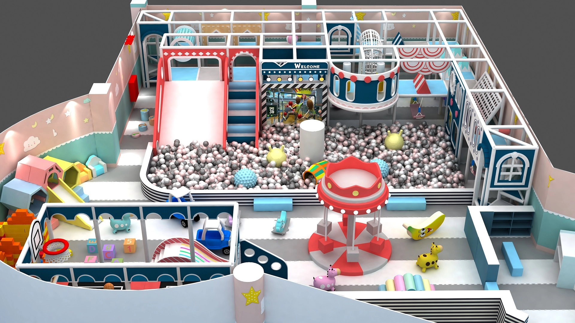 Preschool Play Facilities Macaron-style Playground Indoor Children's Park - FEI FAN