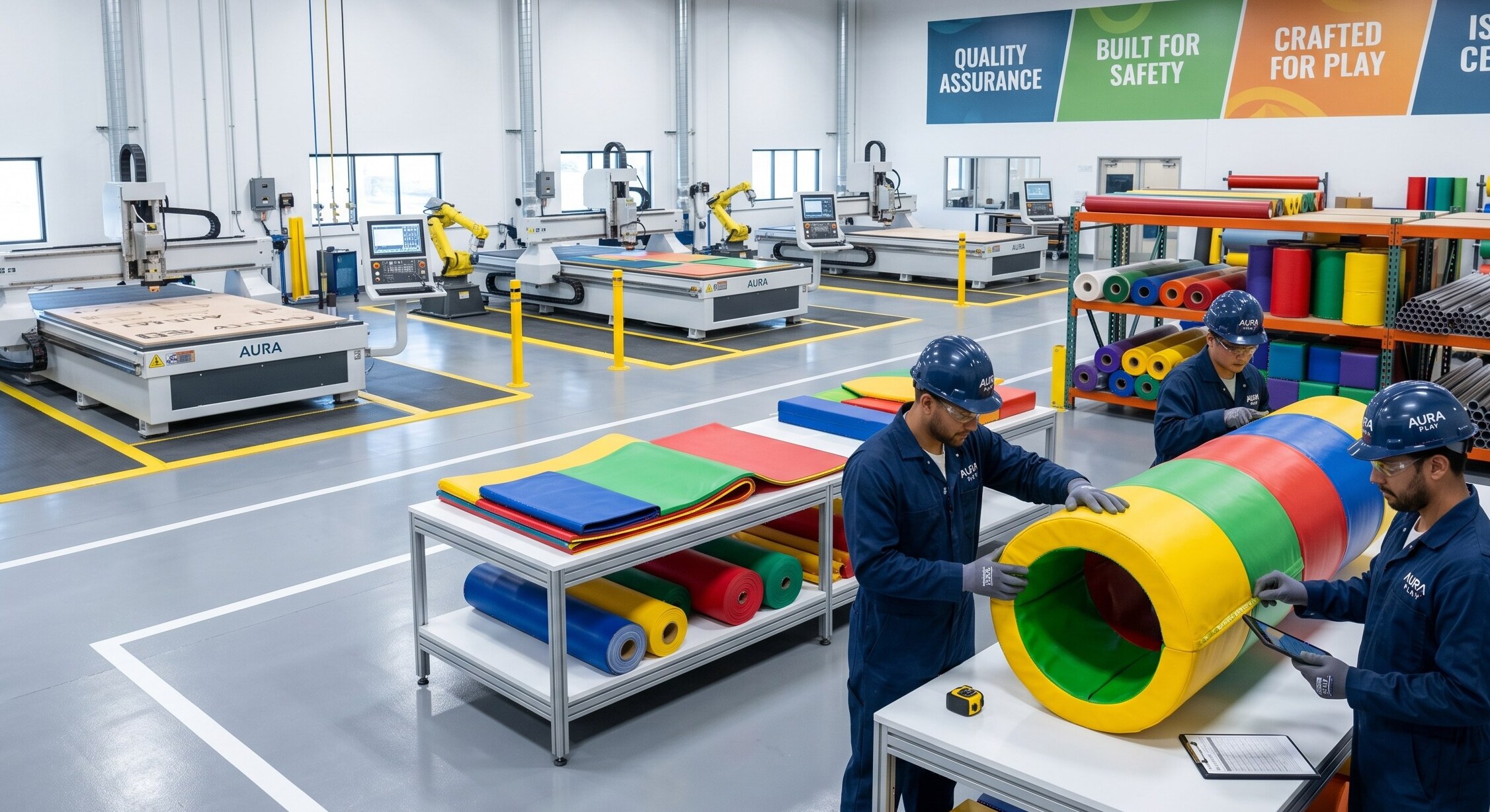 modern manufacturing facility producing commercial indoor playground equipment modern manufacturing facility producing commercial indoor playground equipment