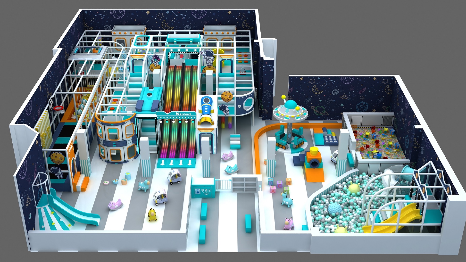 Most Popular Space Style Children Play Equipment Indoor Playground1