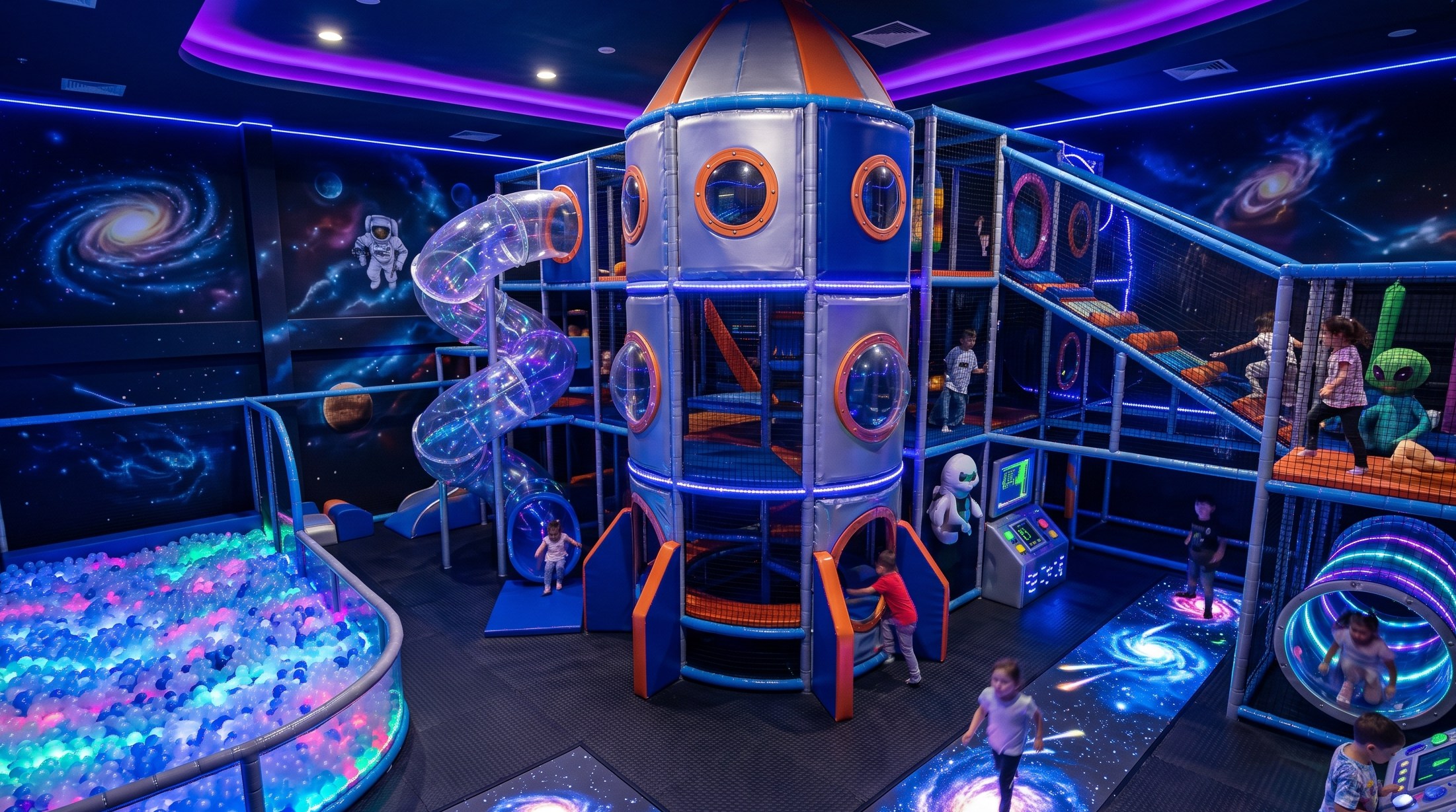 space-themed indoor soft play center