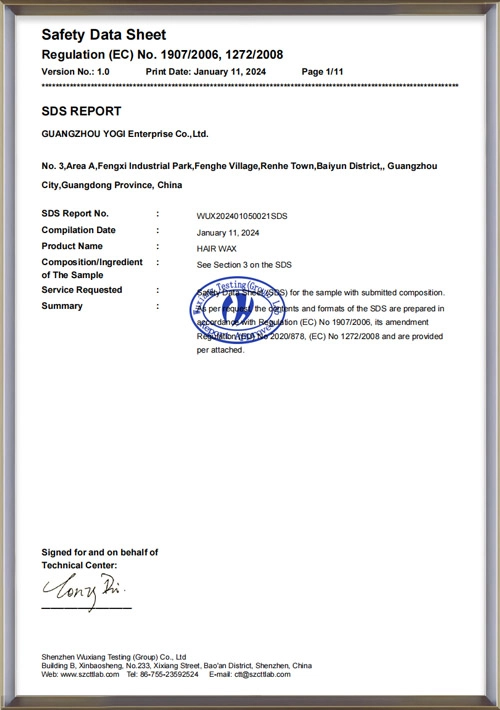 MSDS EU-Hair Wax