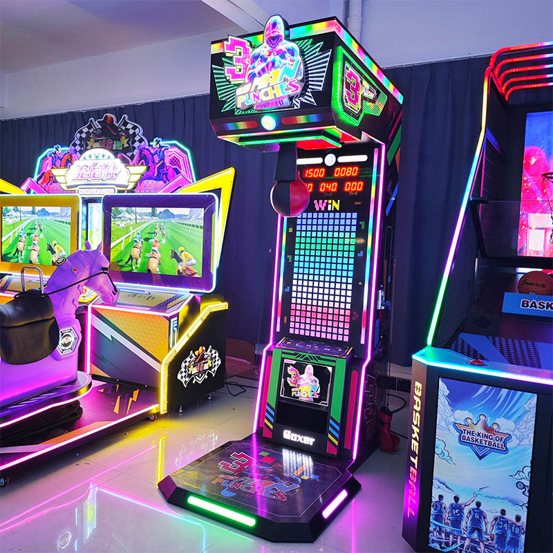 Neon Punch Boxing Machine&ndash;Coin Operated Boxing Arcade Game with Stunning LED Lighting-01