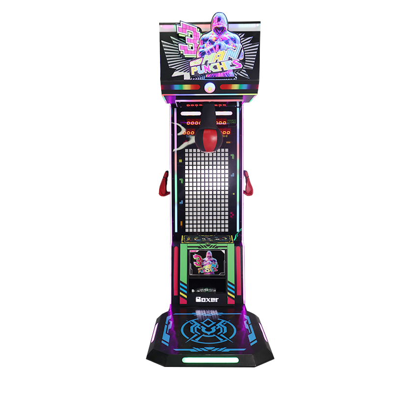 Neon Punch Boxing Machine–Coin Operated Boxing Arcade Game with Stunning LED Lighting - Superfun