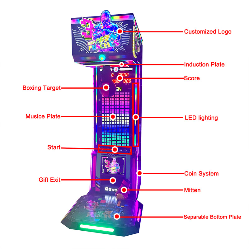 Neon Punch Boxing Machine–Coin Operated Boxing Arcade Game with Stunning LED Lighting-03 - Superfun