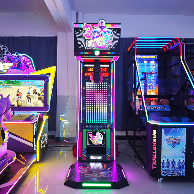 Neon Punch Boxing Machine–Coin Operated Boxing Arcade Game with Stunning LED Lighting-02 - Superfun