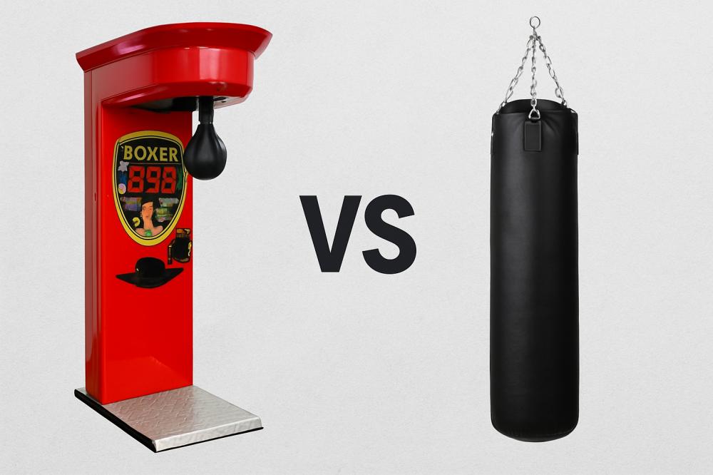 Boxing Punching Machine vs. Traditional Punching Bag - Superfun