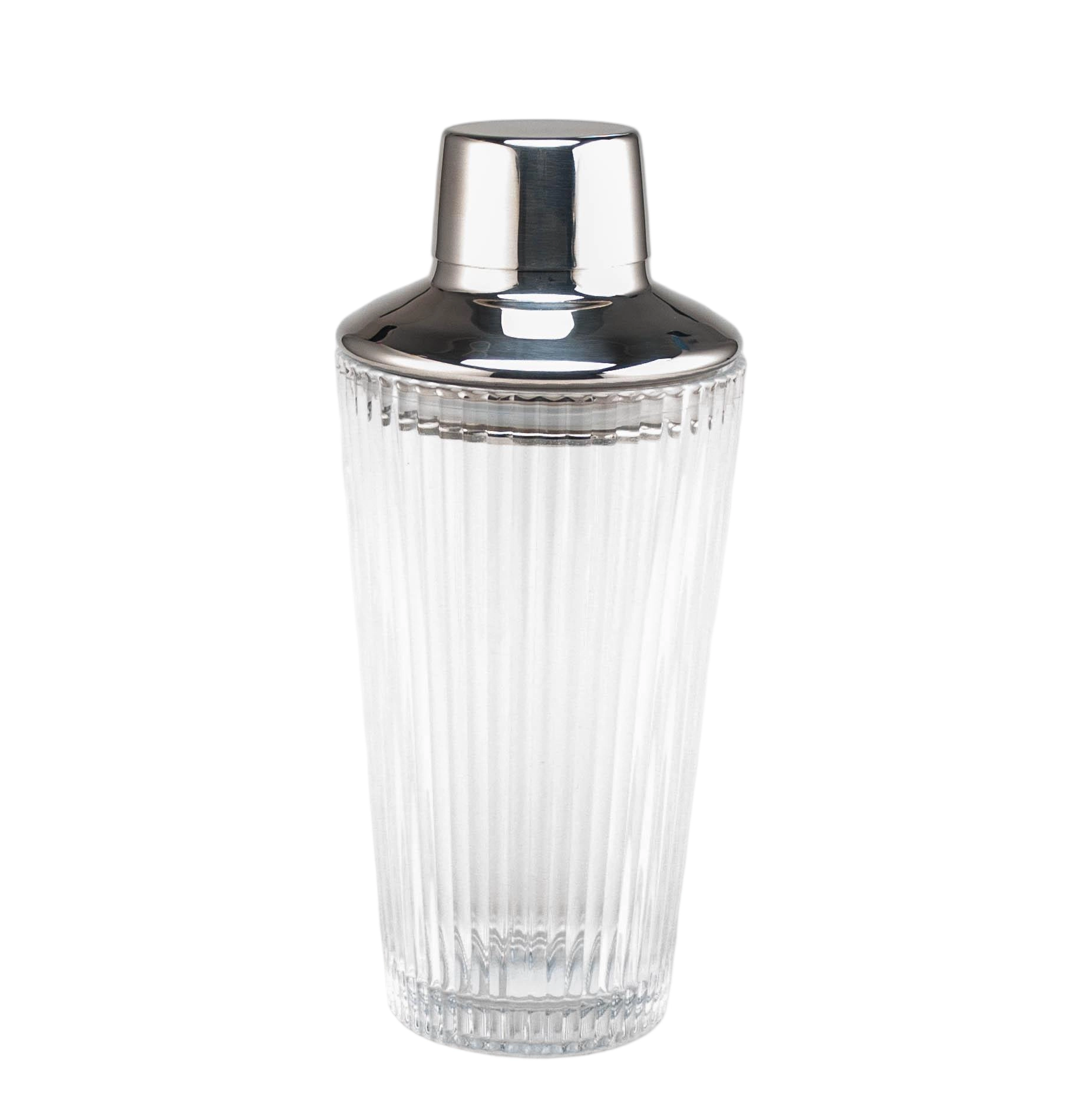 Glass Cocktail Shaker, Martini Shaker with Strainer for Bars, Whiskey, Cocktails 14oz (Silver) 2