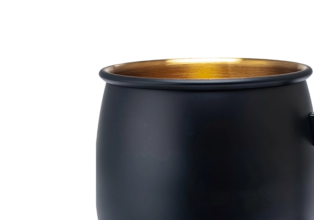 20oz Modern Matte Black SS Metal Moscow Mule Mugs with Gold Tone Interior 6