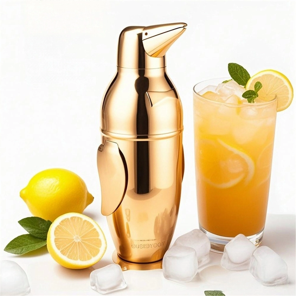 Penguin Cocktail Shaker with Strainer, Stainless Steel Cobbler Shaker for Margaritas, Whiskey Sours & Other Cocktails 2
