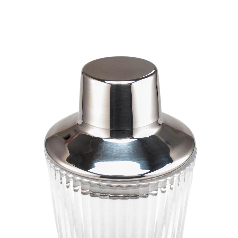Glass Cocktail Shaker, Martini Shaker with Strainer for Bars, Whiskey, Cocktails 14oz (Silver) 3