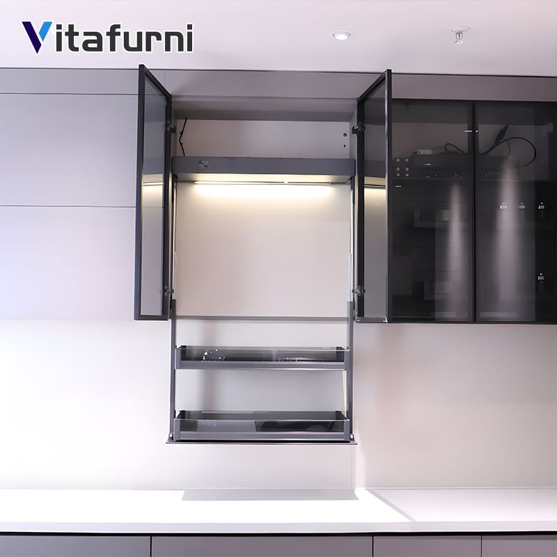 automatic drop down shelf mechanism
