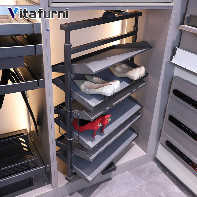 Built-in Revolving Shoe System for Closet