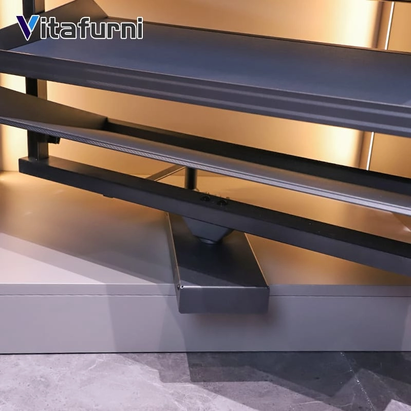 Modern Black Metal Rotating Shoe Rack - Vitafurni