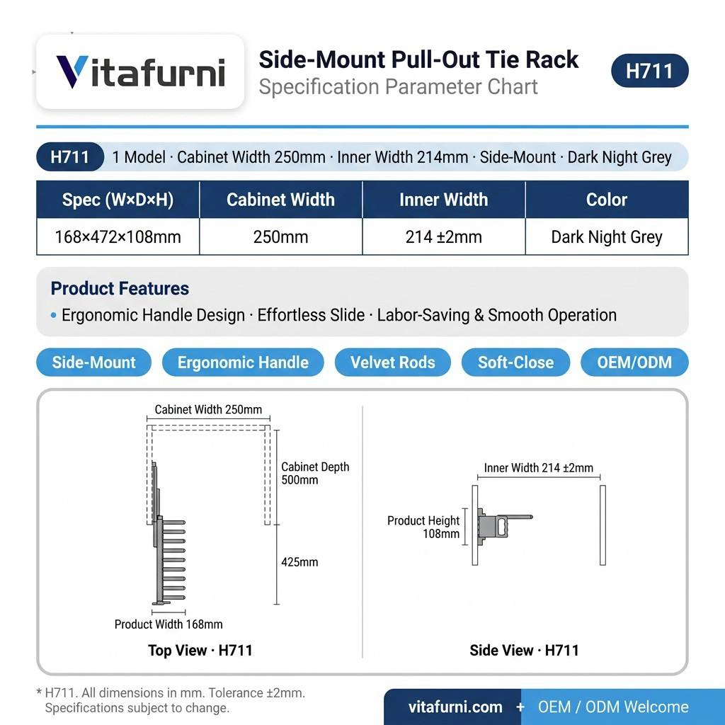 side mount tie rack (2) - Vitafurni