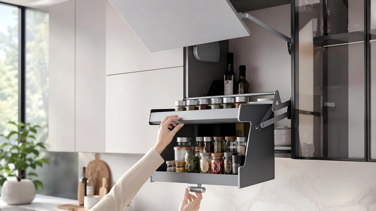 Sleek modern kitchen with spice organizer - Vitafurni