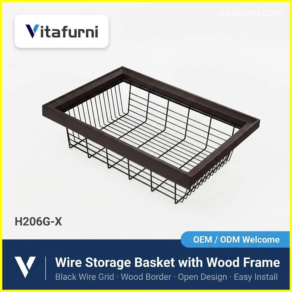 wire storage basket aluminium frame (2) - Vitafurni