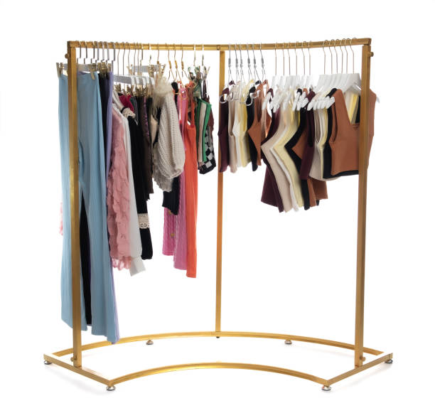 Z Rack Clothing on gold display rack. Z Rack Clothing on gold display rack.