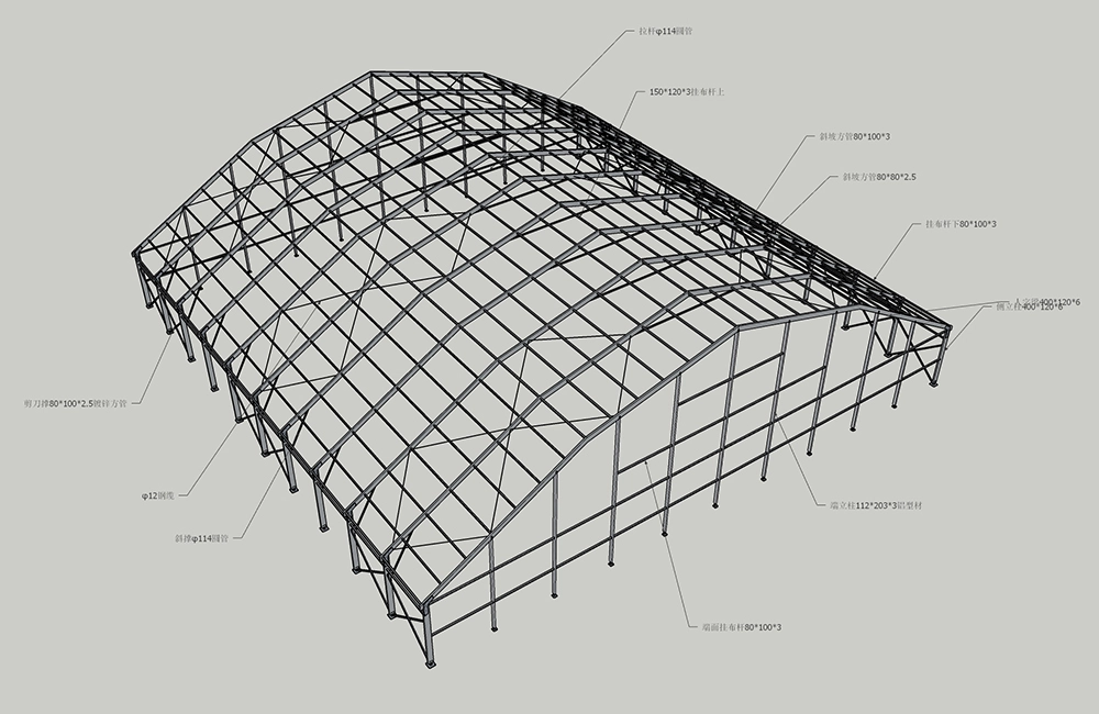 estrutura de tenda poligonal