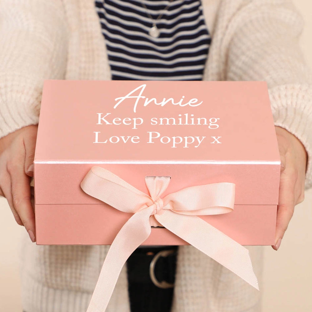 Foldable magnetic cosmetic gift box with ribbon - QianXun