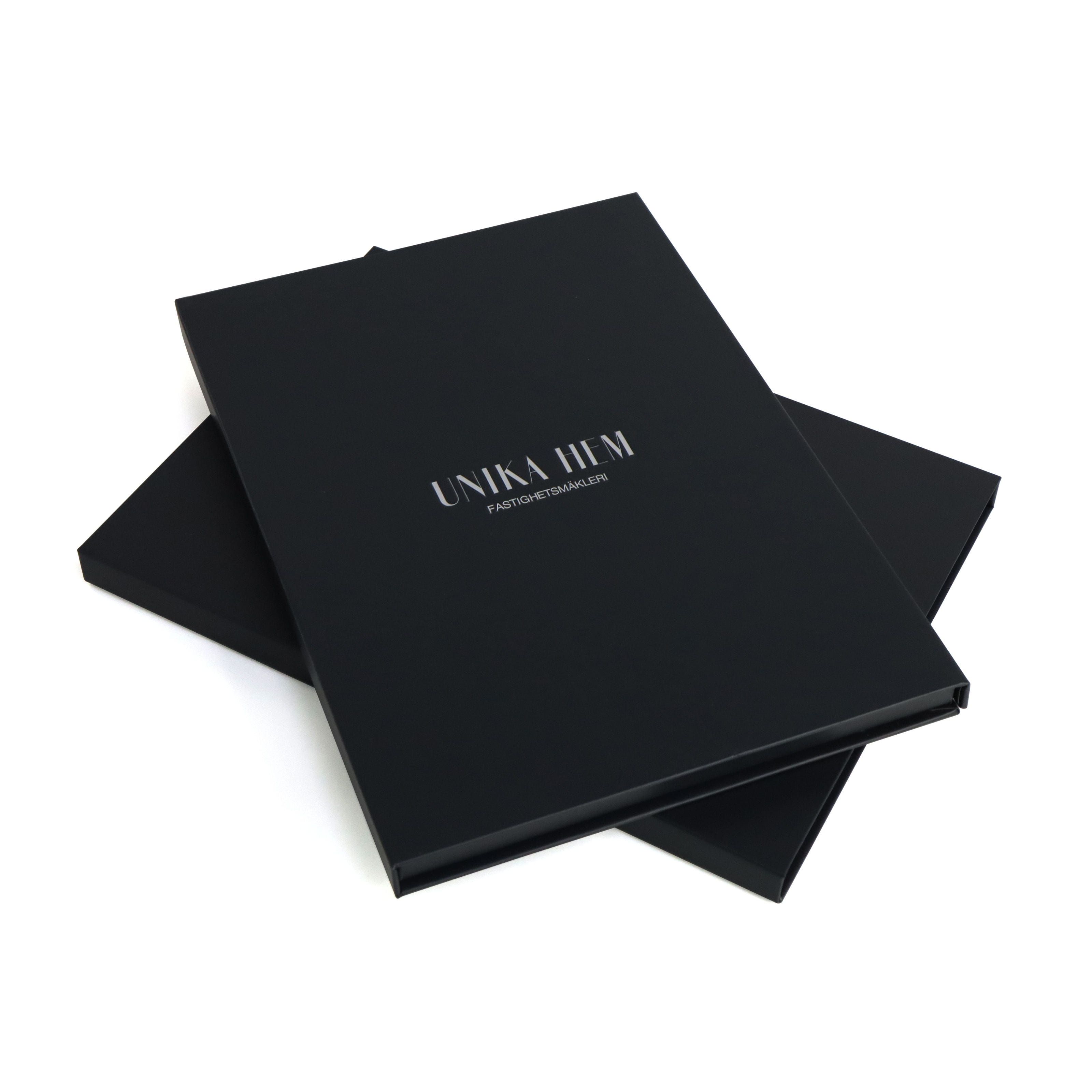 Black rigid packaging box with flip magnetic lid