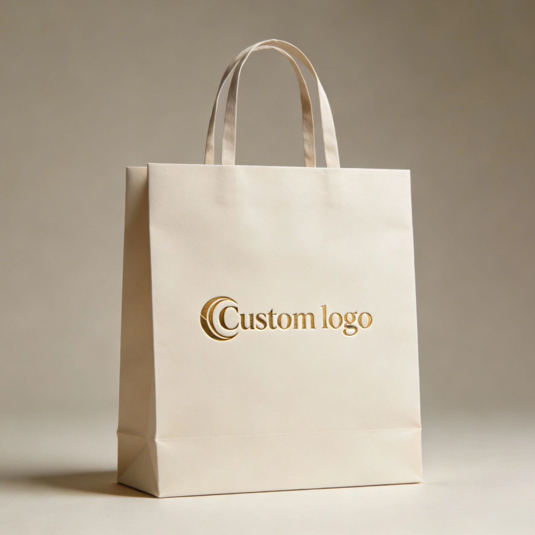 Custom luxury paper gift bag with gold foil logo - QianXun