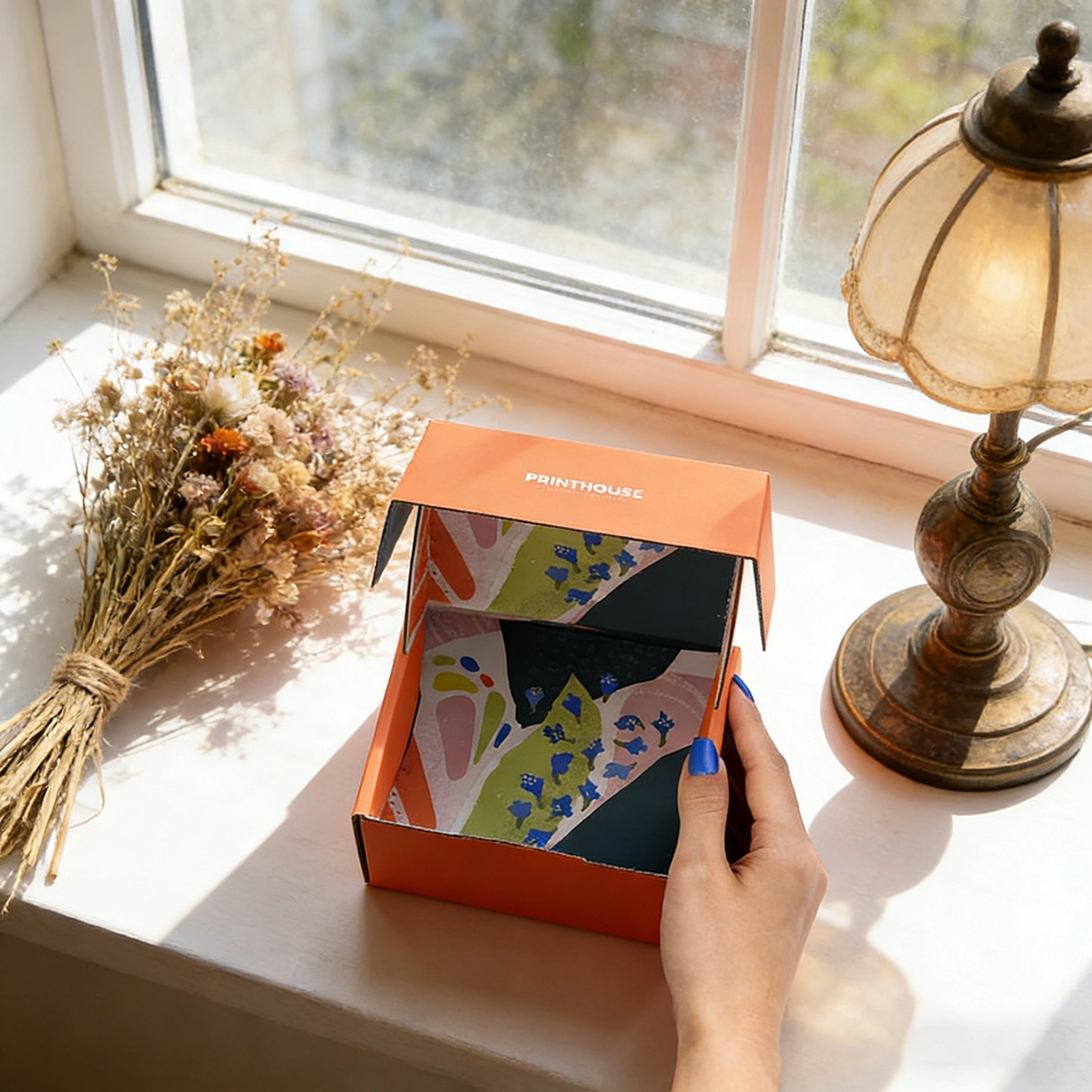 Branded cardboard mailer box with secure closure - QianXun